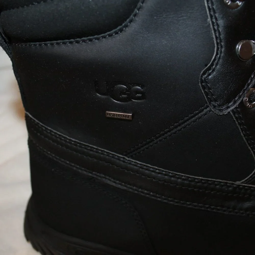 NIB UGG MEN'S FELTON WINTER LEATHER SHEARLING LINED BOOTS‎ BLACK